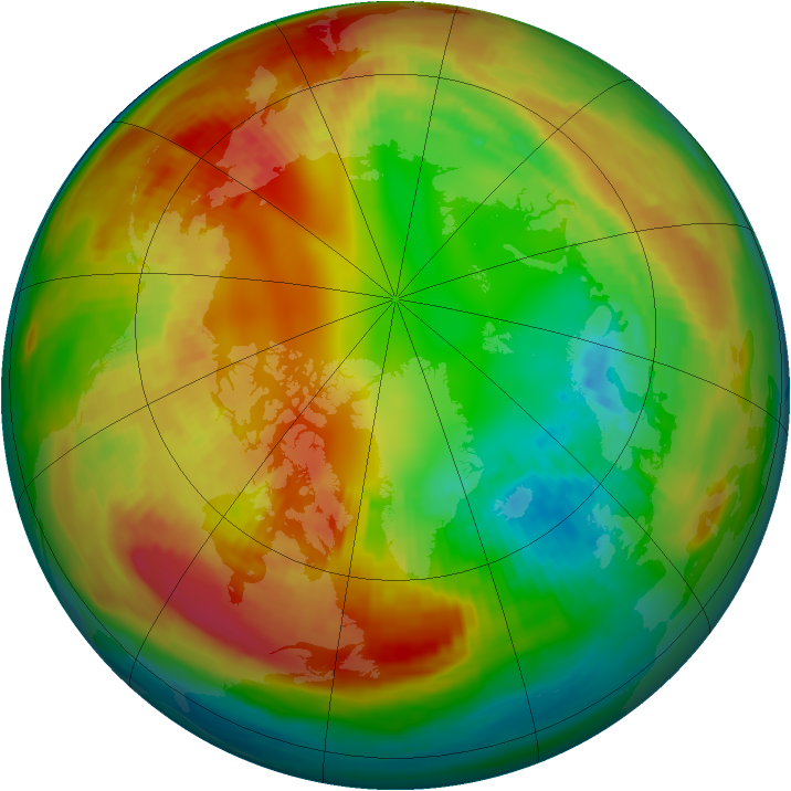 Arctic ozone map for 10 February 1986